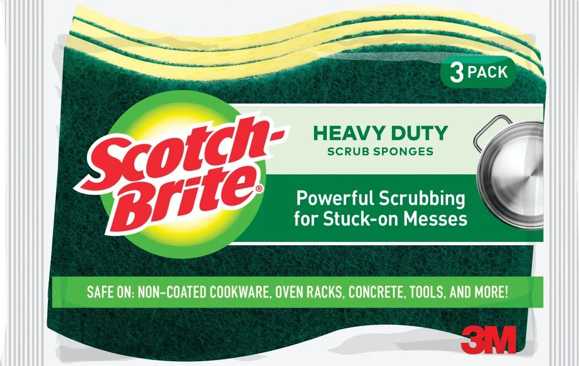 Smooth Scotch-Brite Green Heavy Duty Scrub Sponge 4.5 in. x 2.7 in. 3-Pack Excellent