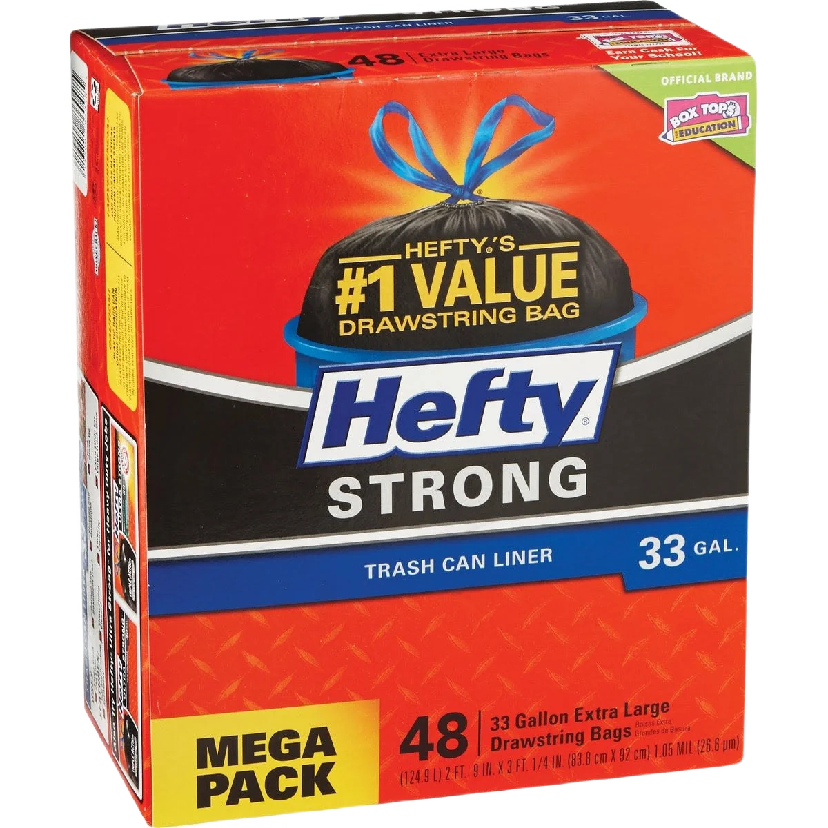 Original Design Hefty Strong Extra Large 33 Gallon Black Trash Bags 48-Count Responsible