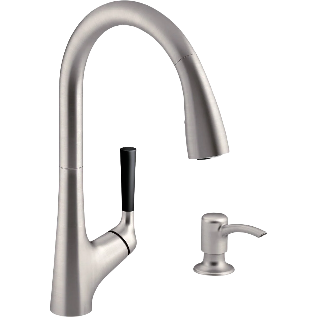 Outstanding Kohler Malleco Pull-Down Kitchen Faucet with Soap Dispenser Stainless Steel Detailed