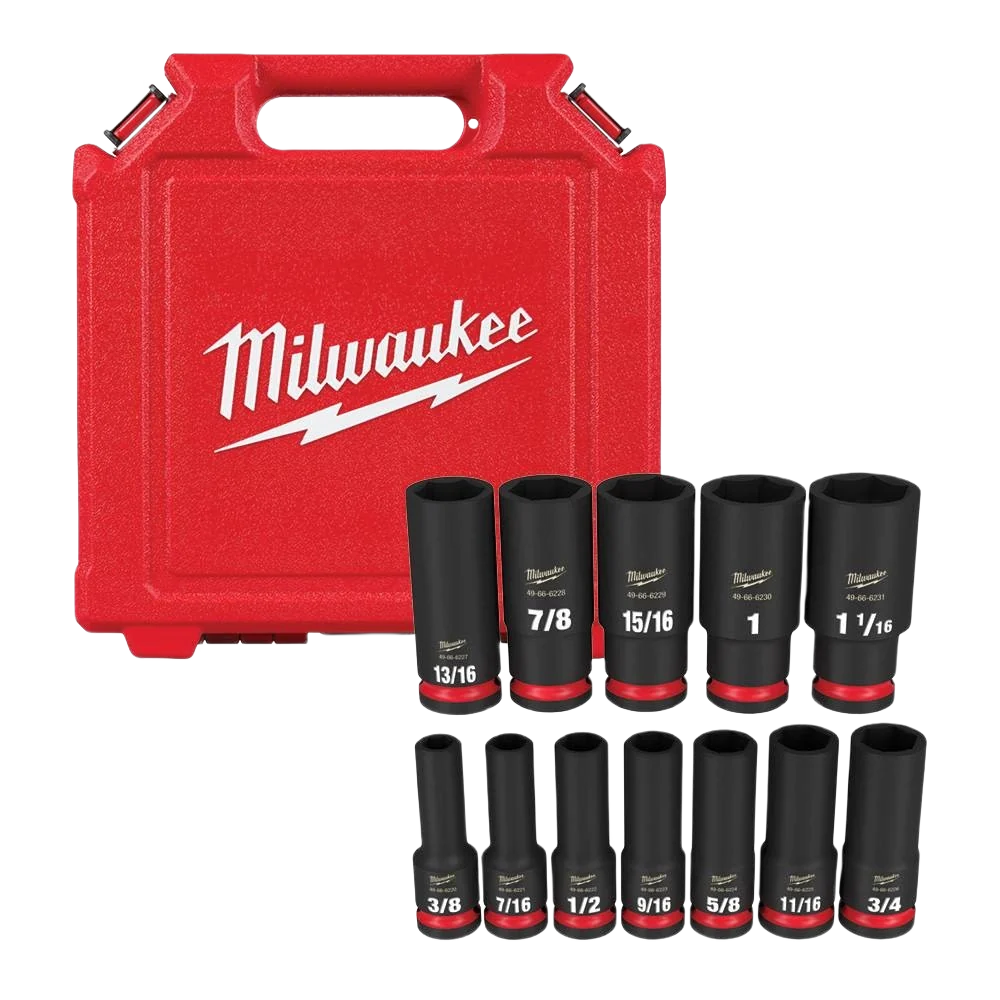 Verified Milwaukee SHOCKWAVE™ Impact Duty™ 12-PC 1 2 Drive SAE Deep 6 Point Sockets Solid