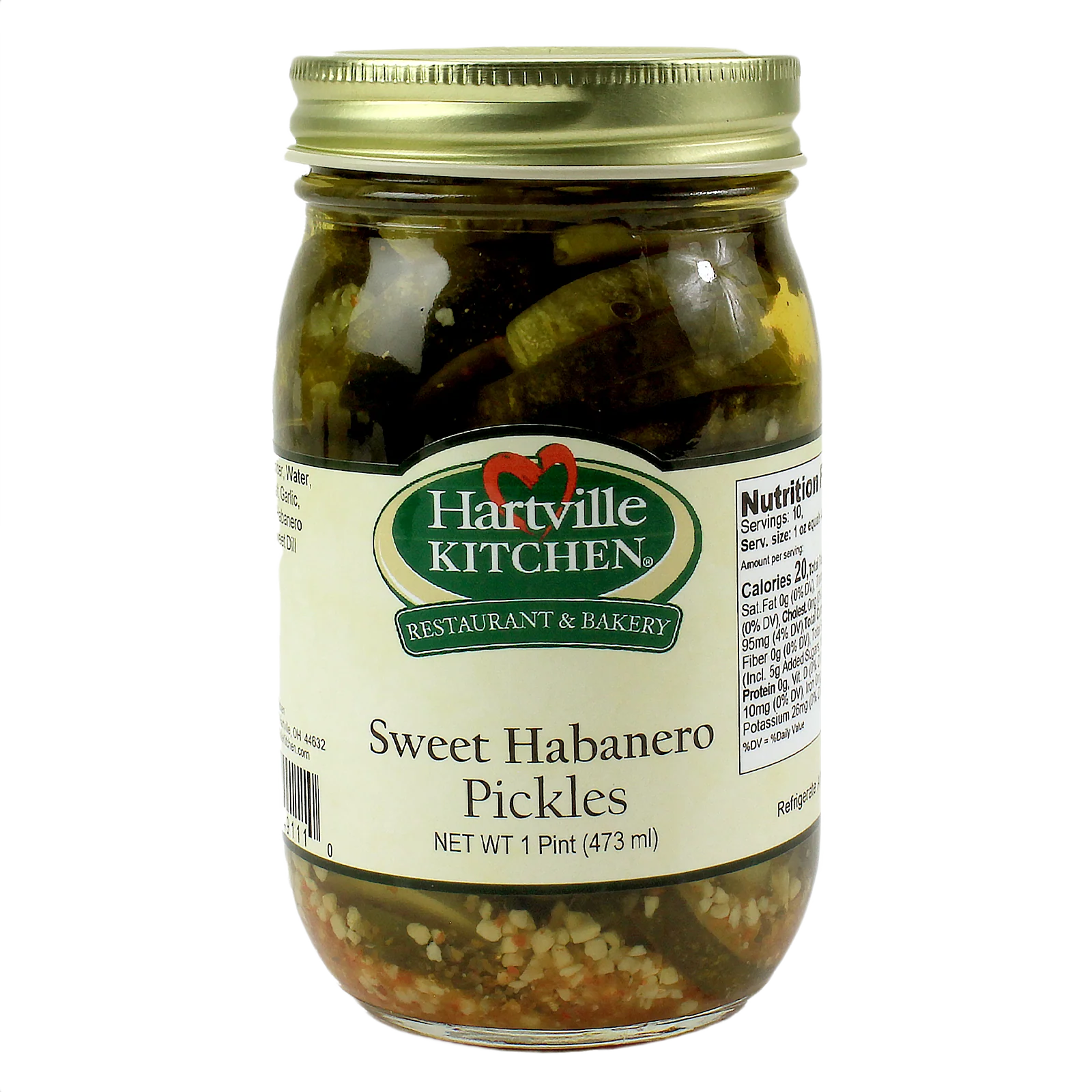Green Hartville Kitchen Sweet Hot Habanero Pickles 1 Pint Solid