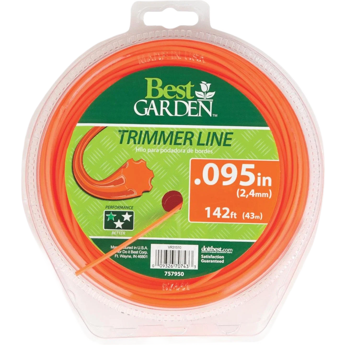 Convenient Garden 7 Point Orange Trimmer Line 0.095 in. x 142 ft. Breathable