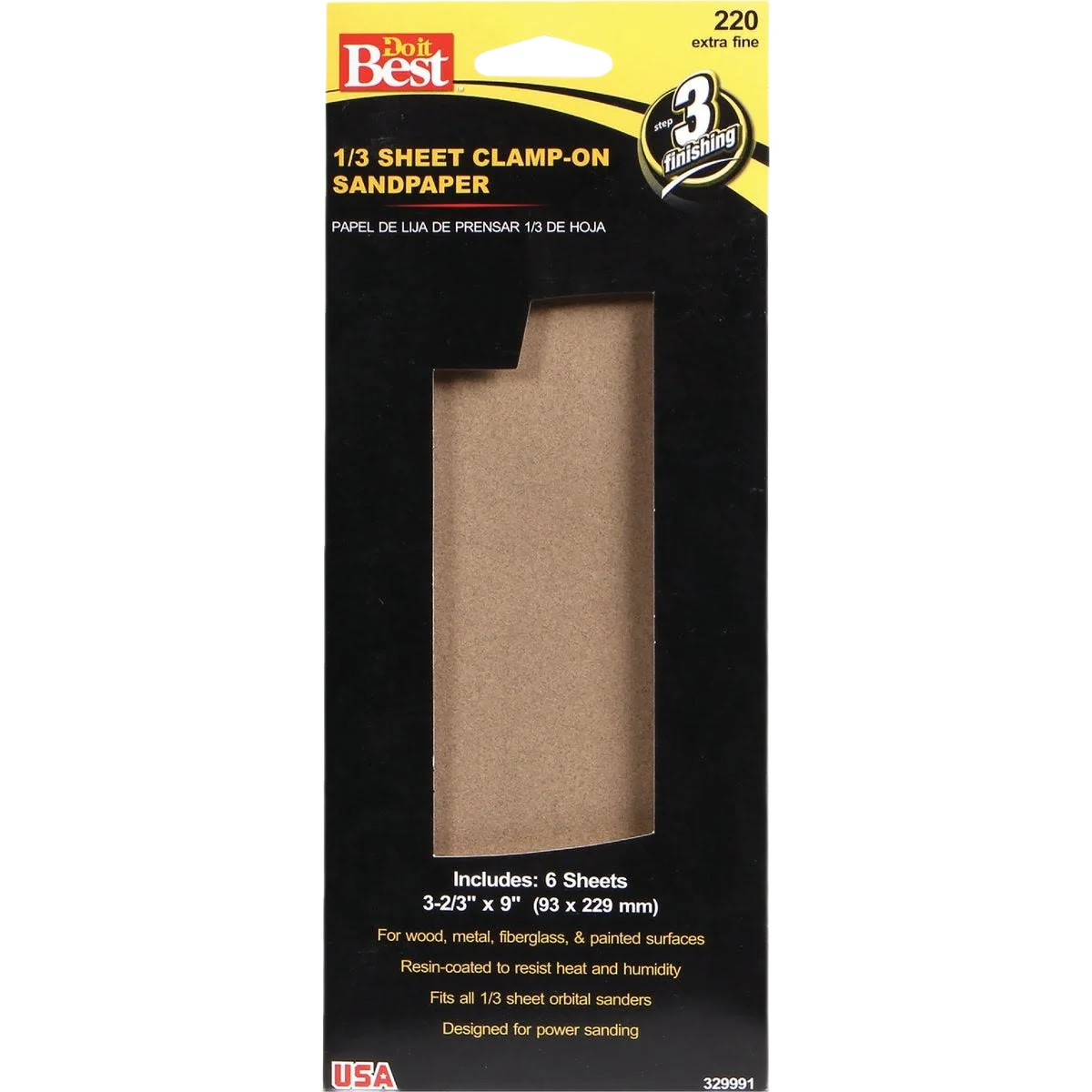 Practical Do it 1 3 Sheet 220-Grit Extra Fine Clamp-On Sandpaper 6-Pack Original