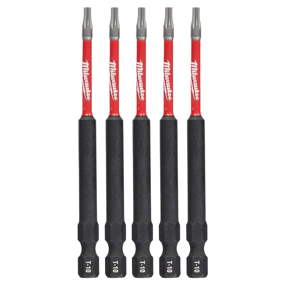 Green Milwaukee SHOCKWAVE™ Impact Duty™ 3-1 2 T10 TORX Bits 5-Pack Expertly Made