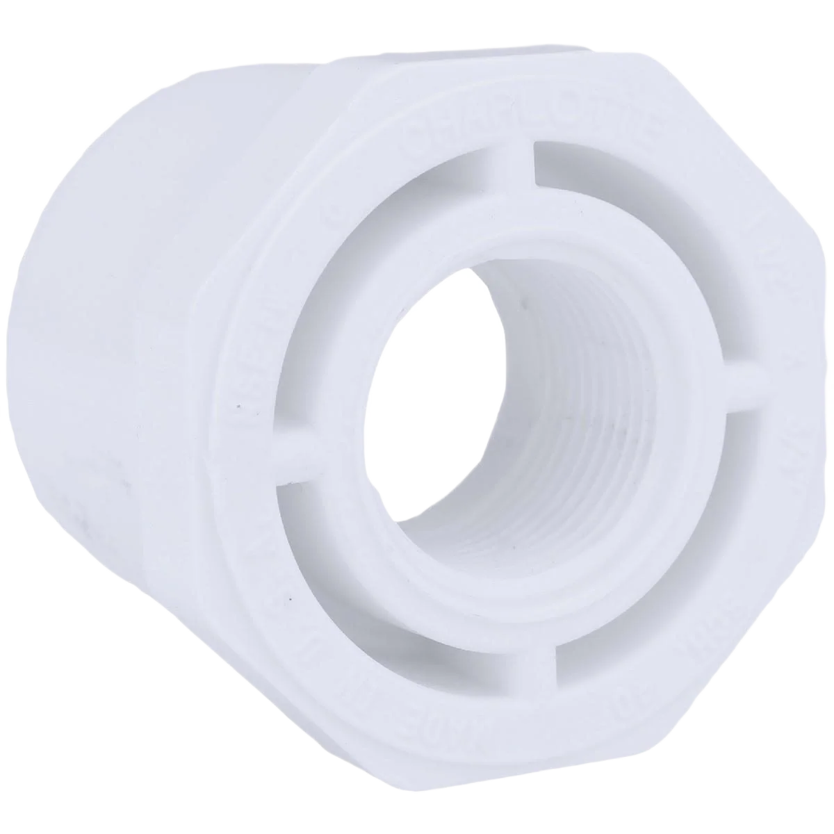 Pure Charlotte Pipe Schedule 40 Bushing PVC Bushing 1-1 2 In. SPG x 3 4 In. FPT Smooth