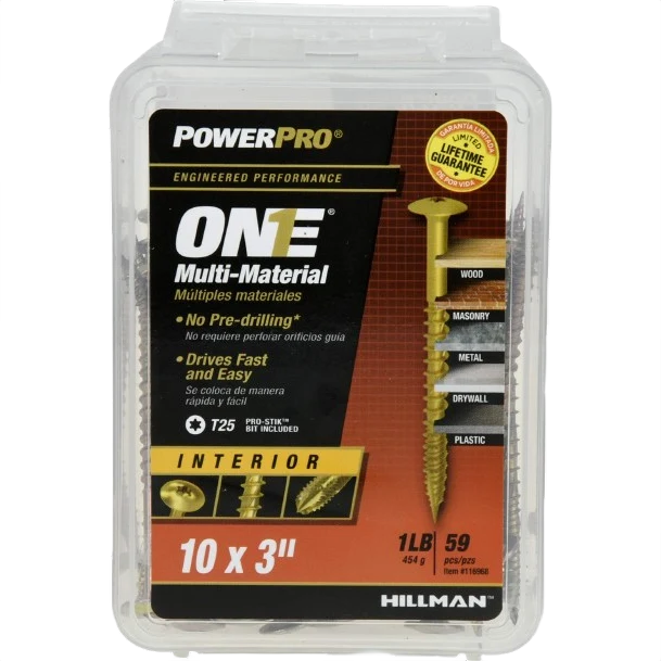Pure Power Pro 116968 10 X 3 in. One Multi-Material Screws 1 lb Superior