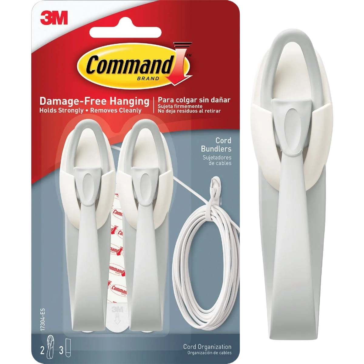 Eco-Friendly 3M Command Decorative Cord Bundler Hook with Adhesive 2-Pack Stylish