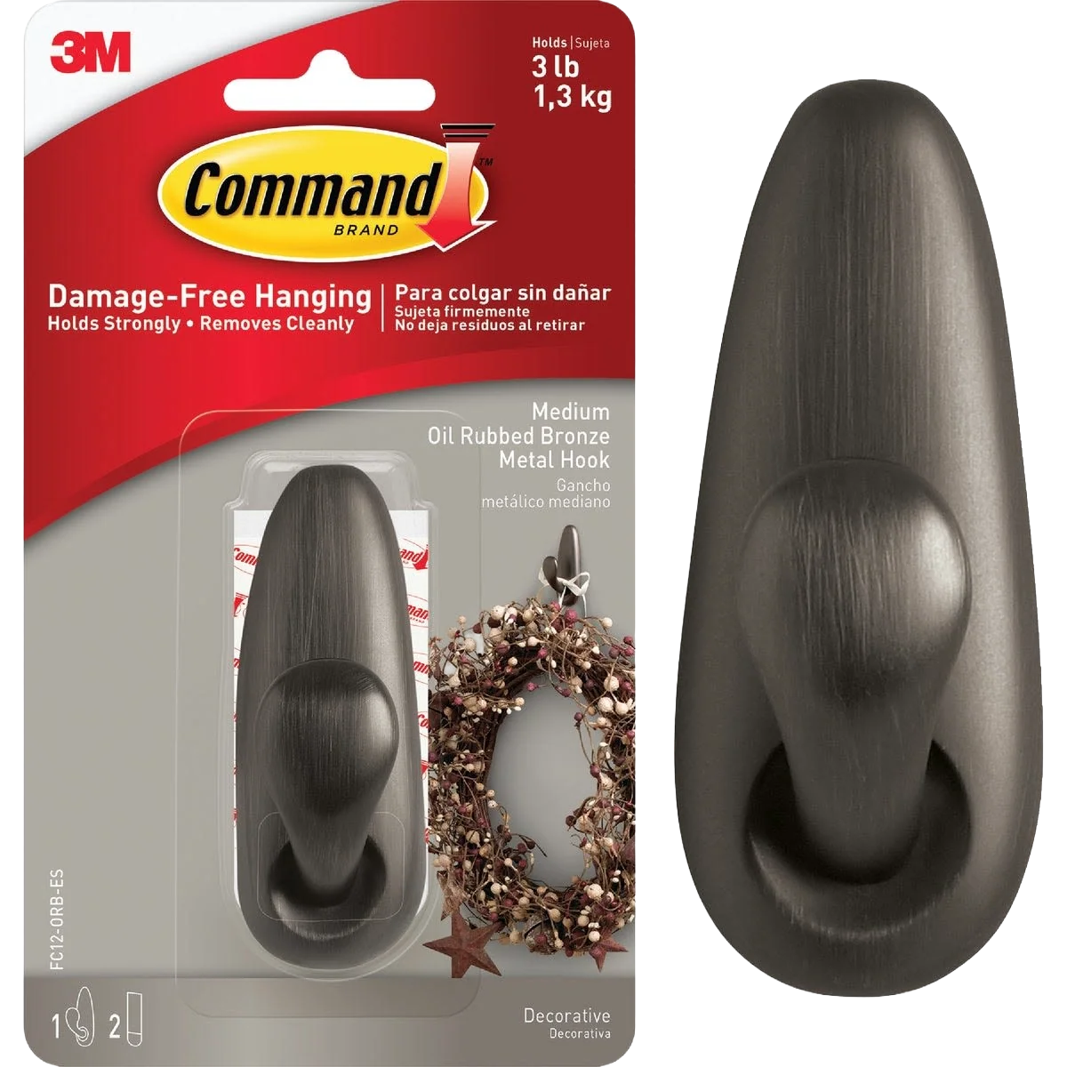 Efficient 3M Command Decorative Fashion Oil Rubbed Bronze Adhesive Hook User-Friendly