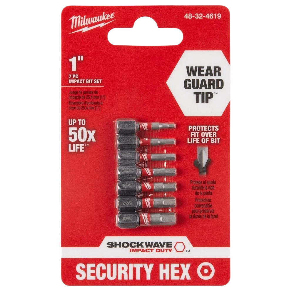 Proven Milwaukee SHOCKWAVE™ 7-PC Hex Security Insert Bits High-Grade