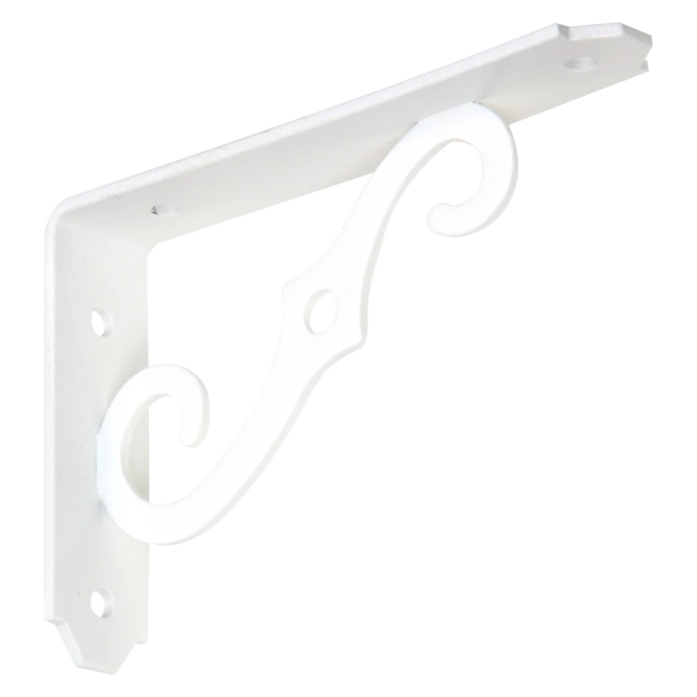 Safe National Hardware 5 D. x 3-1 2 H. Antique White Steel Ornamental Shelf Bracket Plant Hanger Advanced