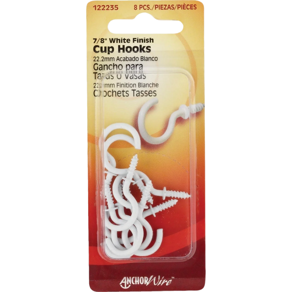 Functional Hillman Anchor Wire White Cup Hooks 7 8 in. 8-Count Genuine