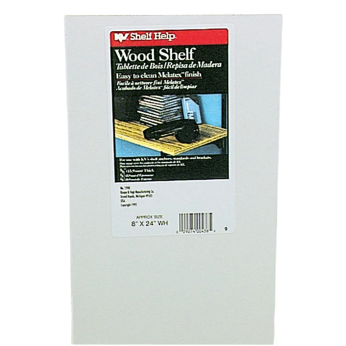 Relaxed Knape Vogt White All-Purpose Shelf 8 In. x 24 In. Elite
