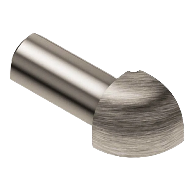Reliable Schluter Systems Rondec Brushed Nickel Finishing Edge Protection with a Rounded Reveal Surface 3 8 in. Expertly Made