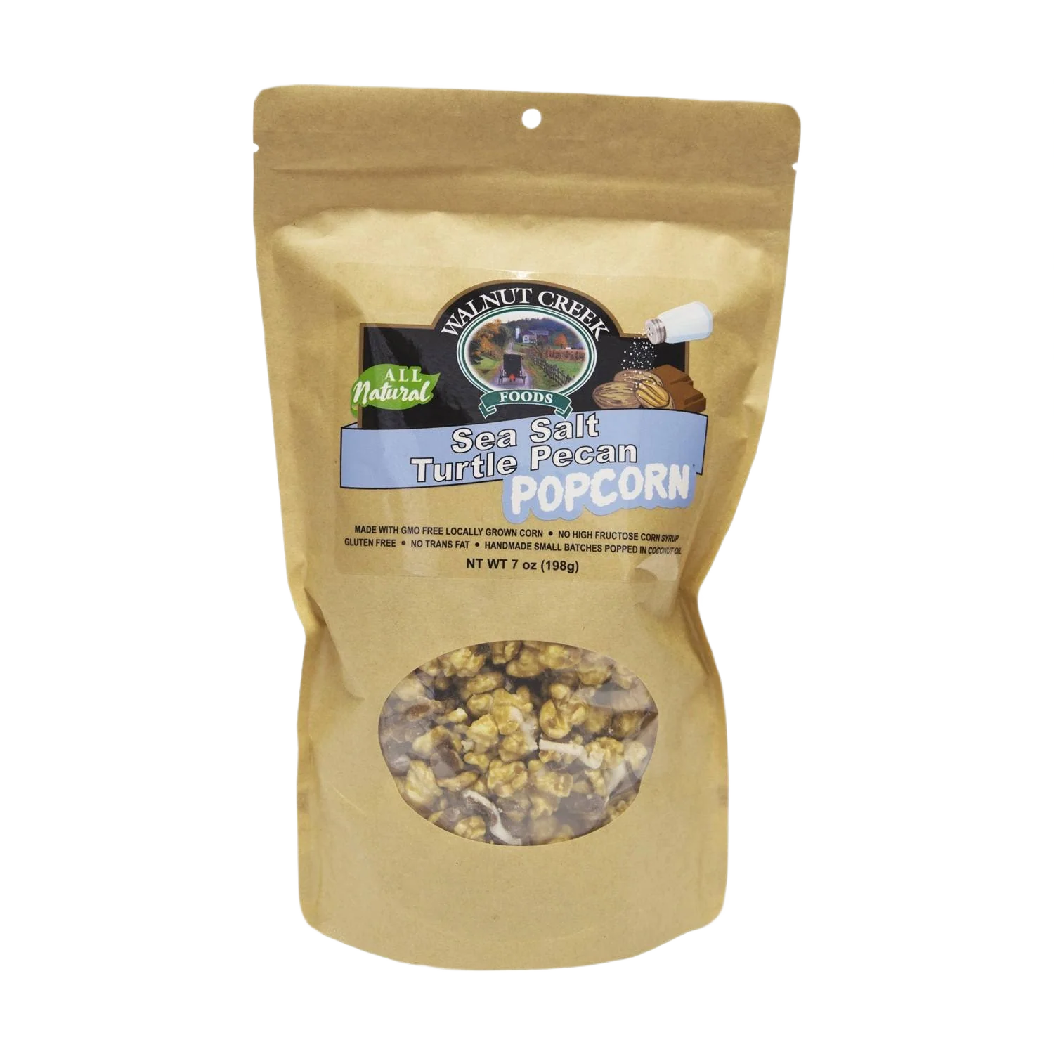 Genuine Walnut Creek Sea Salt Turtle Pecan Popcorn 7 oz. Secure