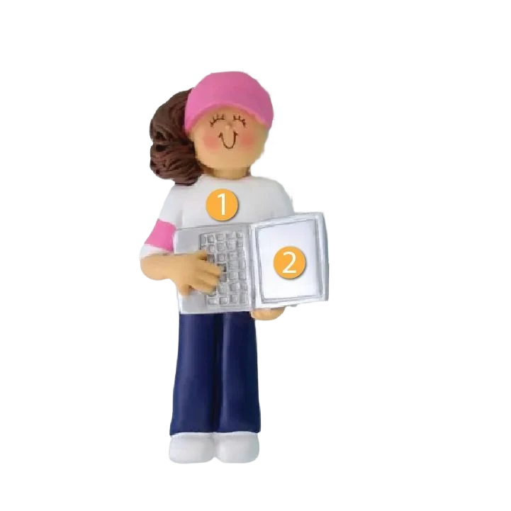 Durable Ornament Central Personalized Brunette Female Fantasy Football Ornament Classic