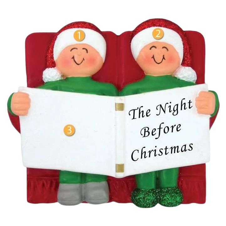 Organic Ornament Central Personalized 2 People Reading The Night Before Christmas Ornament Outstanding