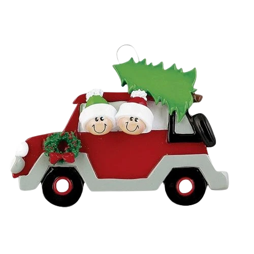 Stylish Rudolph Me Personalized Family of Two Christmas Caravan Ornament Smart
