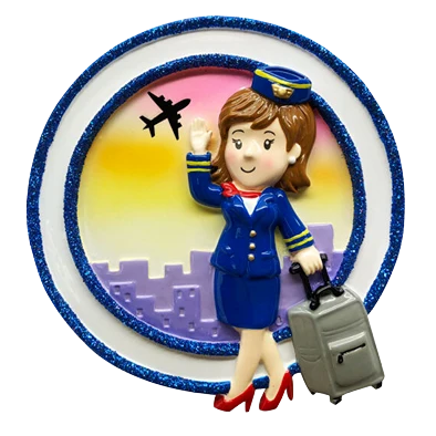 Innovative PolarX Personalized Female Flight Attendant Ornament Elegant