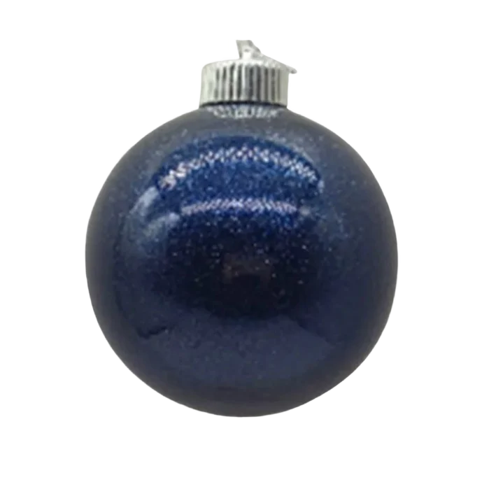 Secure Treemont Floral Plastic Blue Glitter Ornaments Set of 4 Traditional