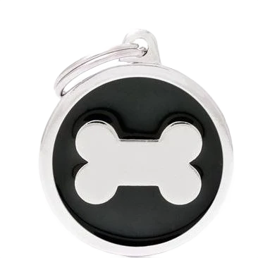 Certified MyFamily Black Circle Bone ID Tag Organic