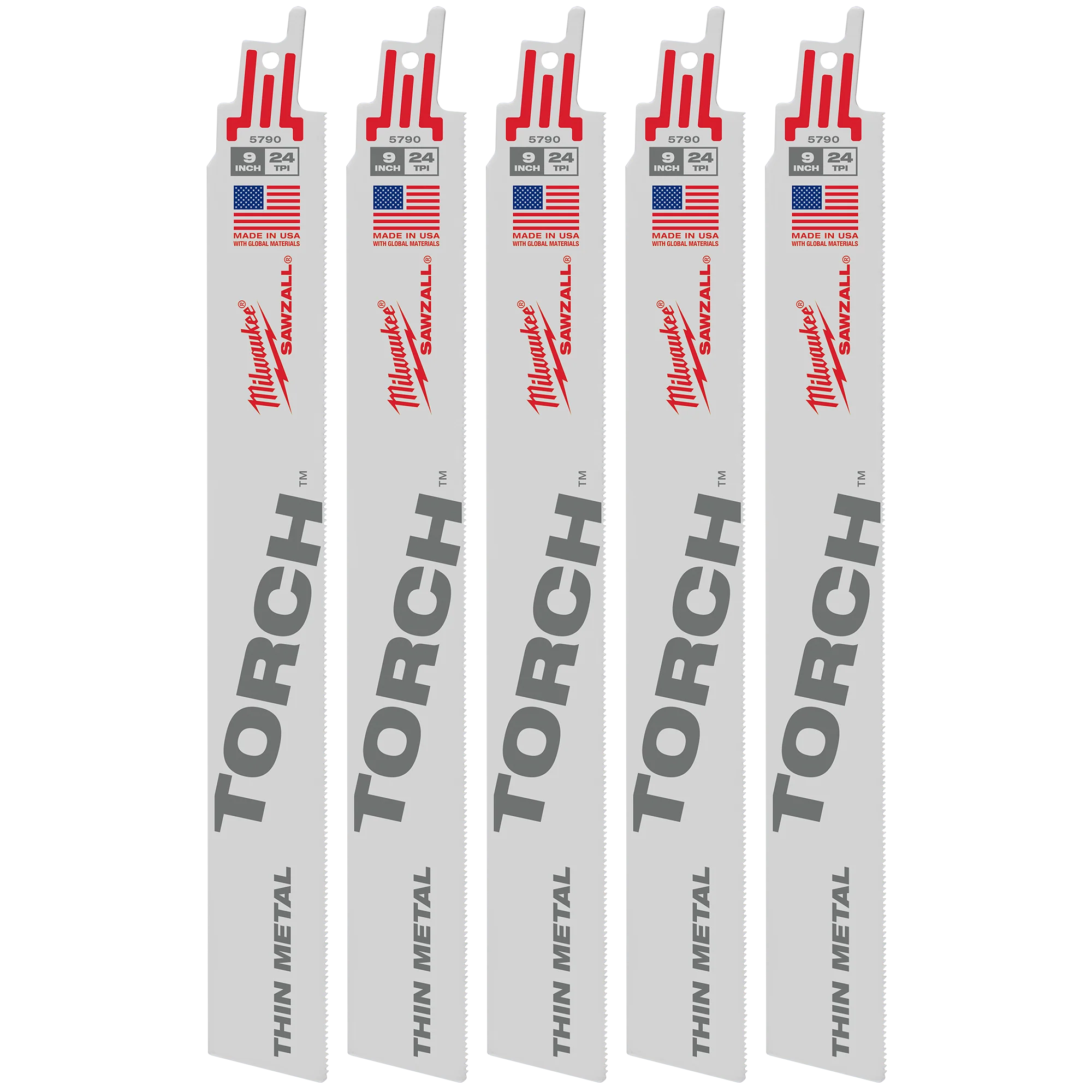 Classic Milwaukee 9 24 TPI TORCH™ SAWZALL® Blade for Thin Metal 5 PK Certified