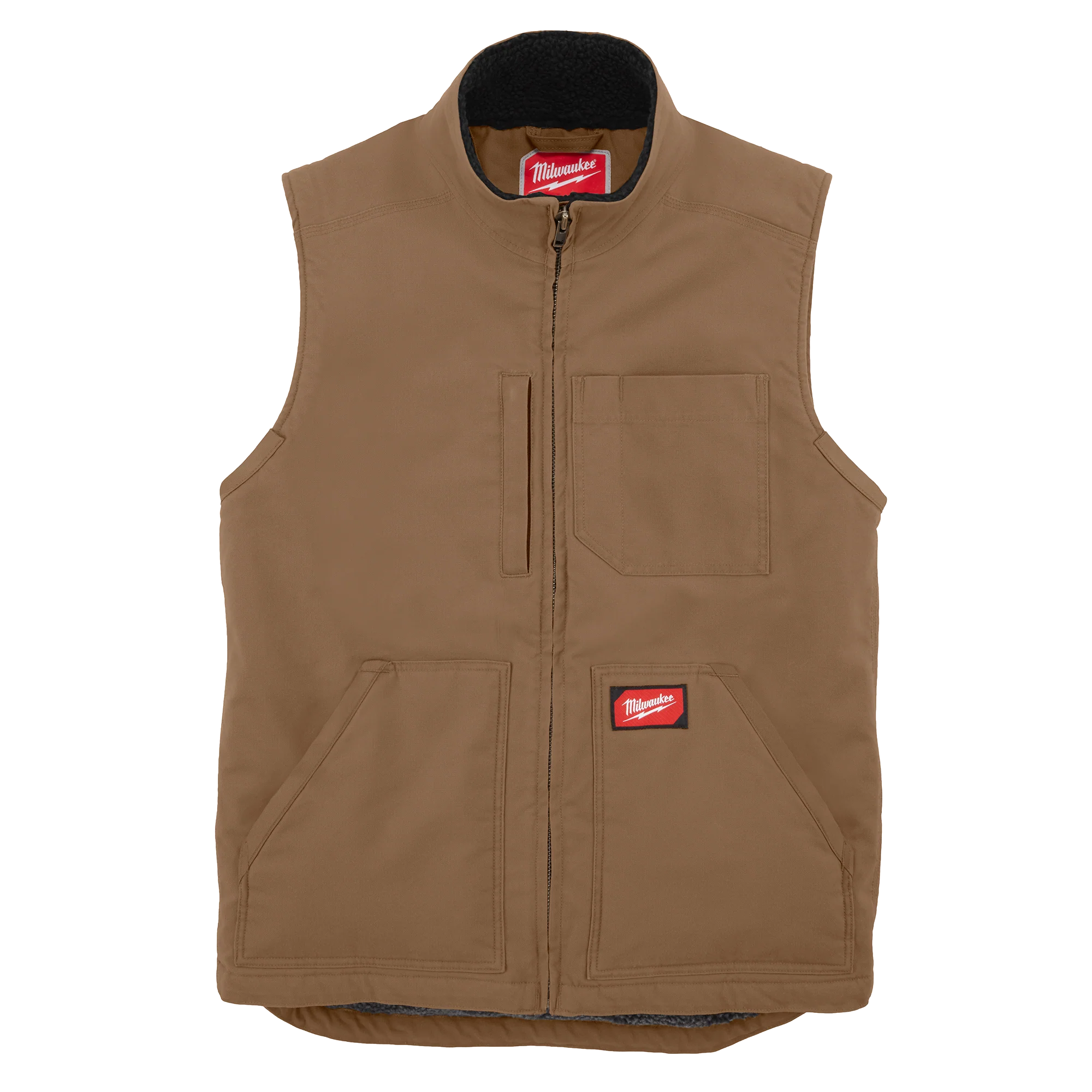 Trendy Milwaukee GRIDIRON™ Sherpa-Lined Vest – Brown L Stylish