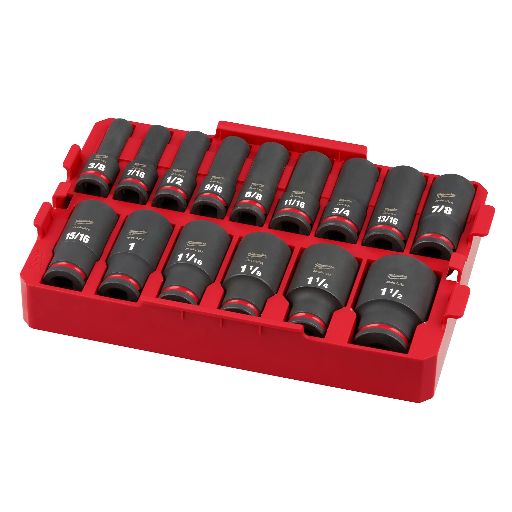 Sophisticated Milwaukee 15PC SHOCKWAVE™ Impact Duty Socket 1 2 Drive SAE TRAY Set Long-Lasting