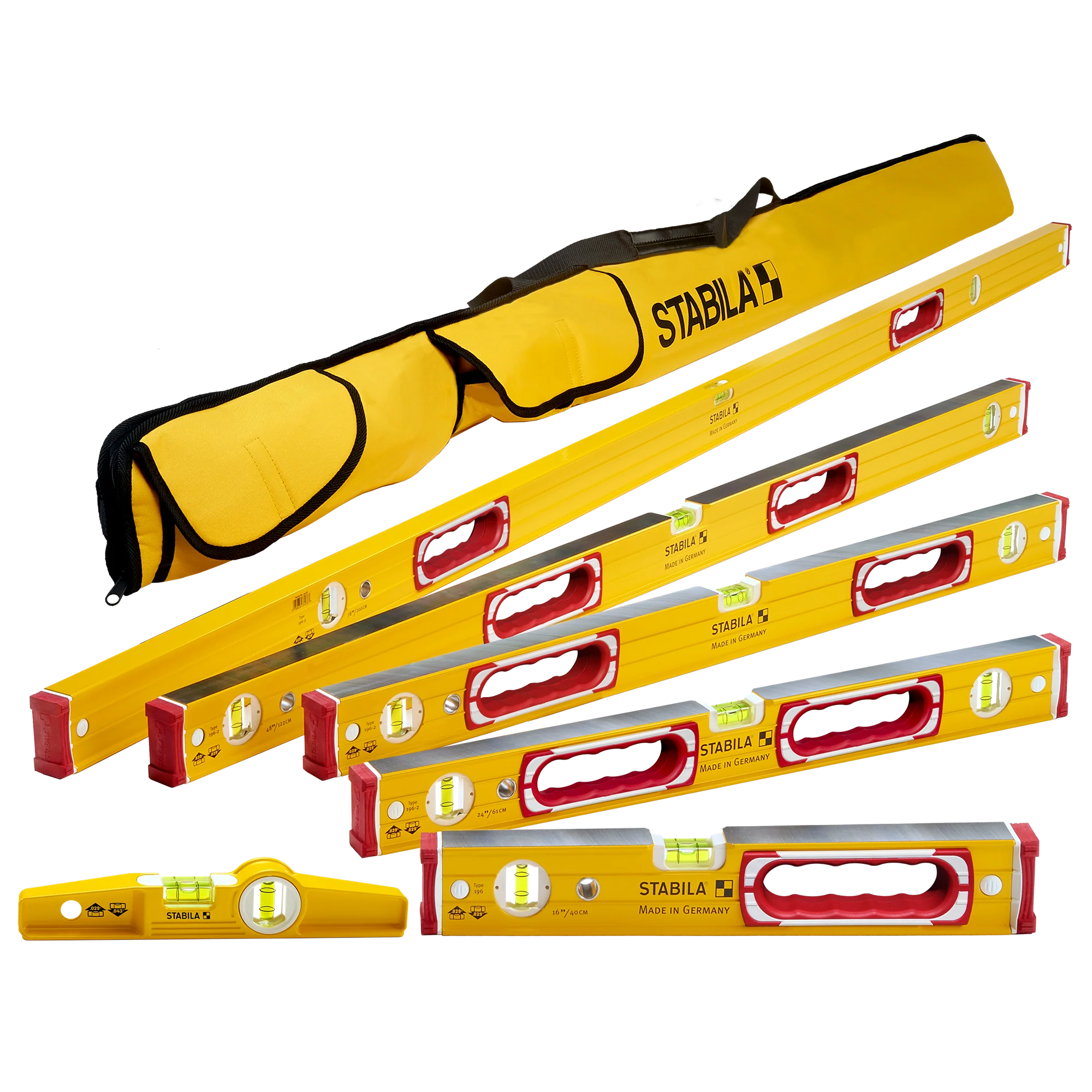 High-Performance Stabila Type 196 78 6-Pc. Spirit Level Set w Carrying Case Casual