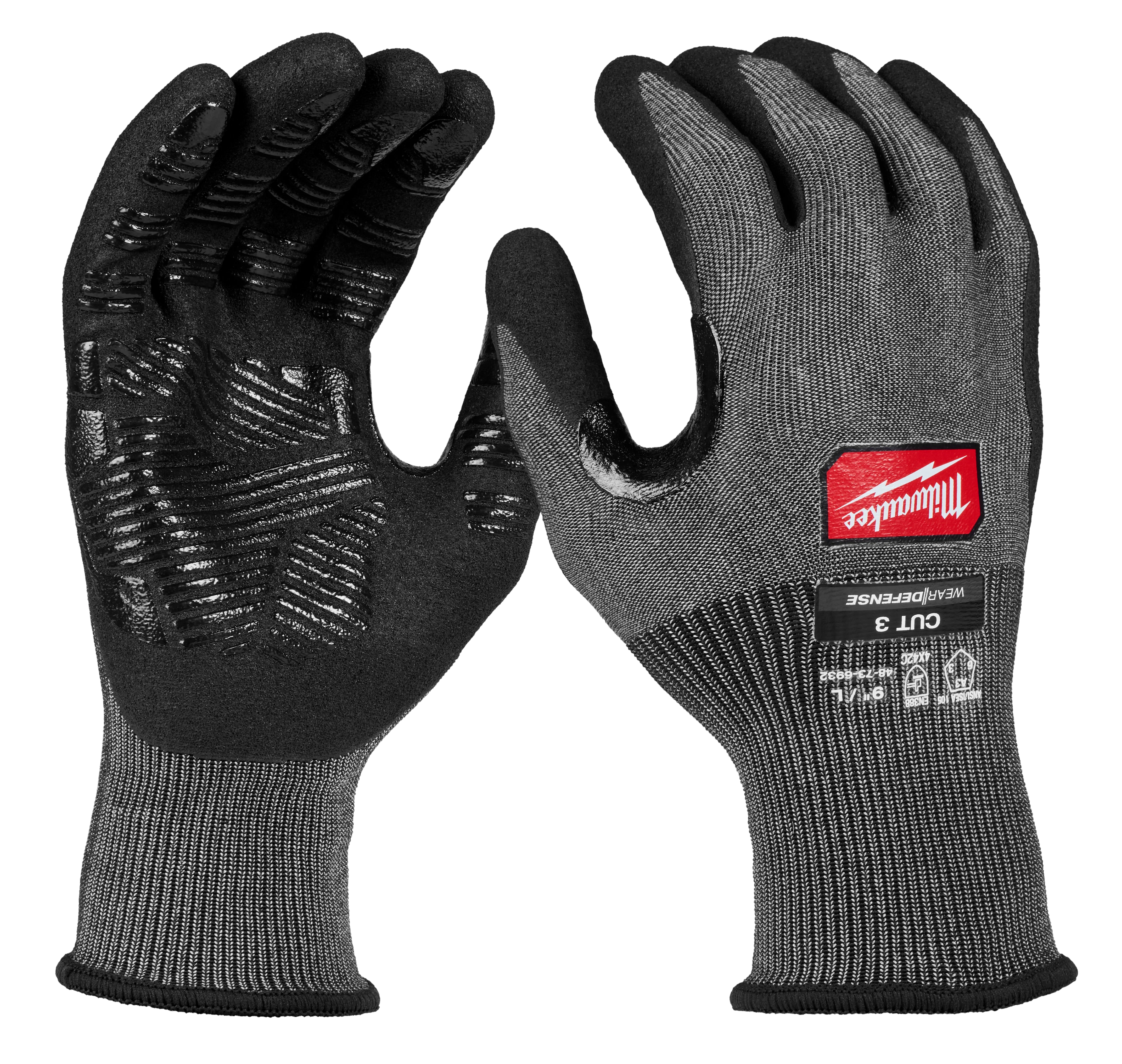 Crafted Milwaukee Cut Level 3 High Dexterity Nitrile Dipped Gloves w WEAR-DEFENSE™ Protection – L Relaxed