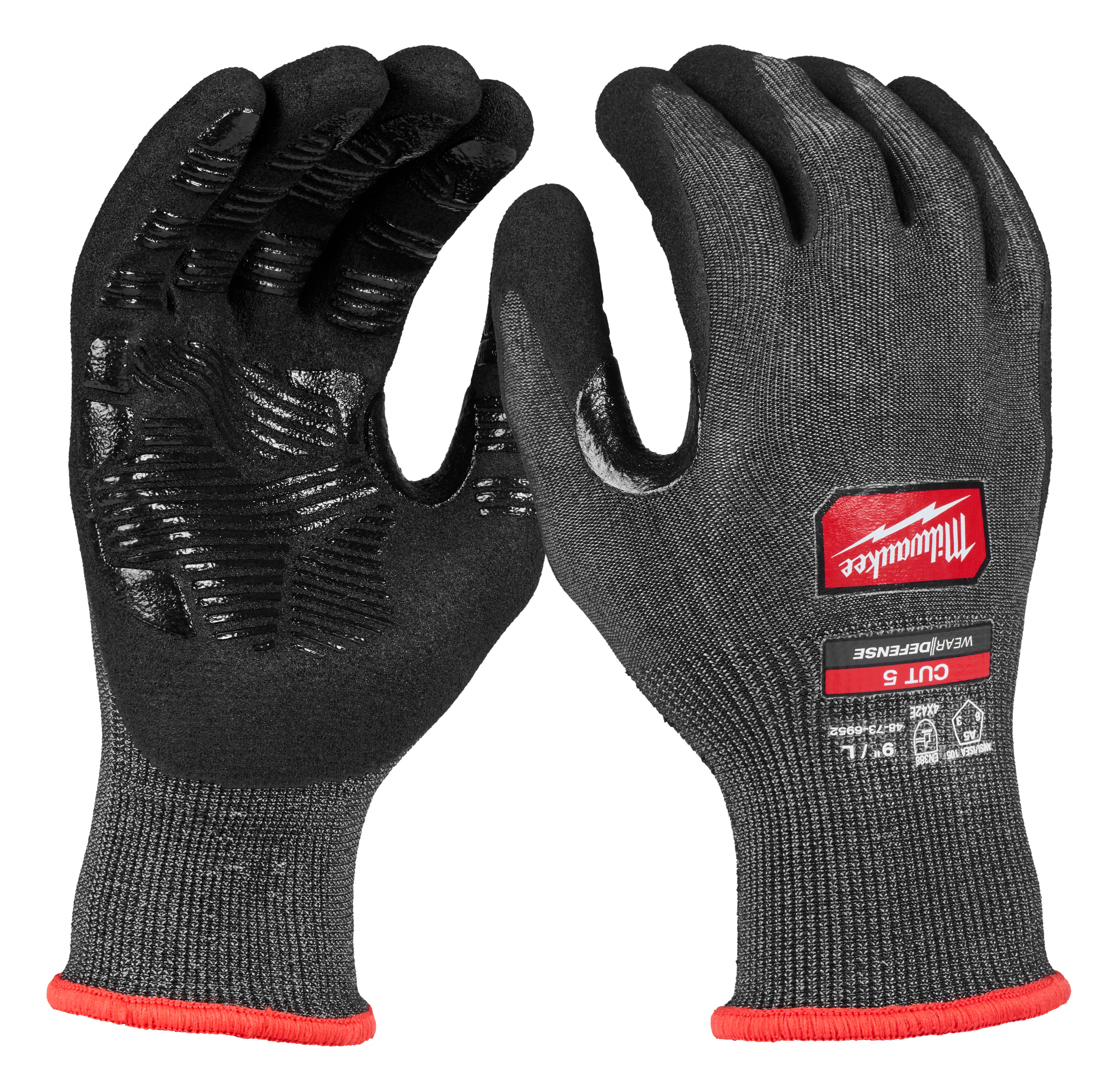 Premium Material Milwaukee Cut Level 5 High Dexterity Nitrile Dipped Gloves w WEAR-DEFENSE™ Protection – XL Genuine