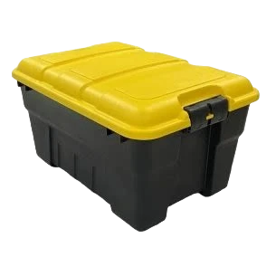 Safe Edge Plastics Black with Yellow Lid Heavy Duty Lock-N-Store Tote 56 Quart Efficient