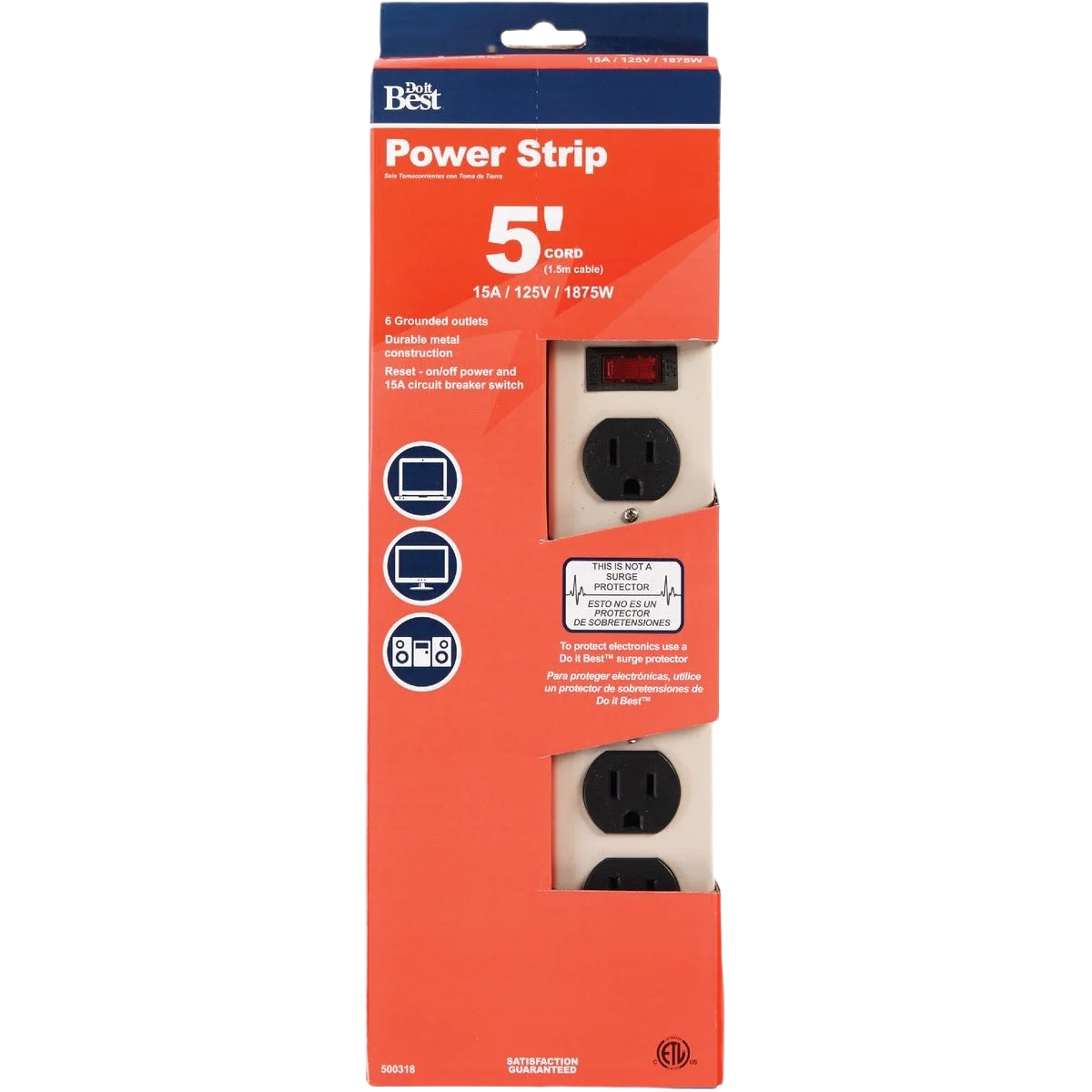 Sustainable Do it Gray 6-Outlet Power Strip with 5 ft. Cord Healthy