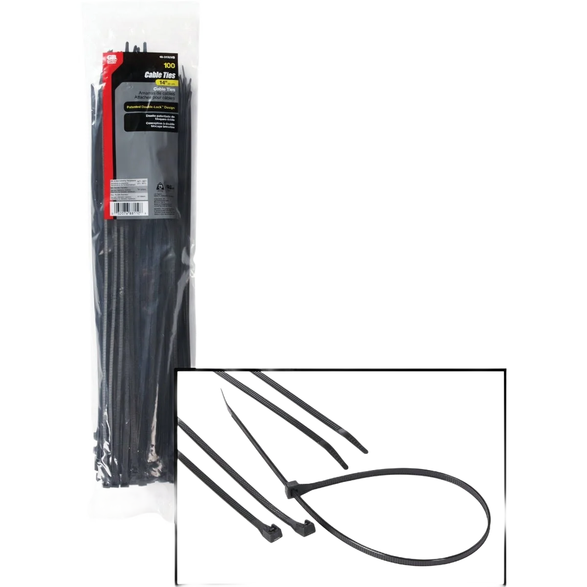 Solid Gardner Bender 14 In. x 0.17 In. Ultra Violet Black Cable Tie 100-Pack Advanced