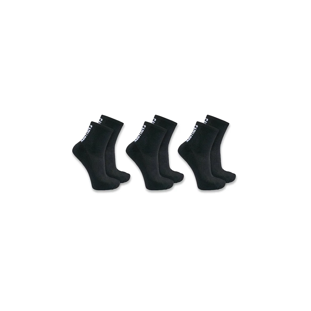 Classic Carhartt Force Men’s XL Black Logo Short Crew Socks 3-Pack Genuine