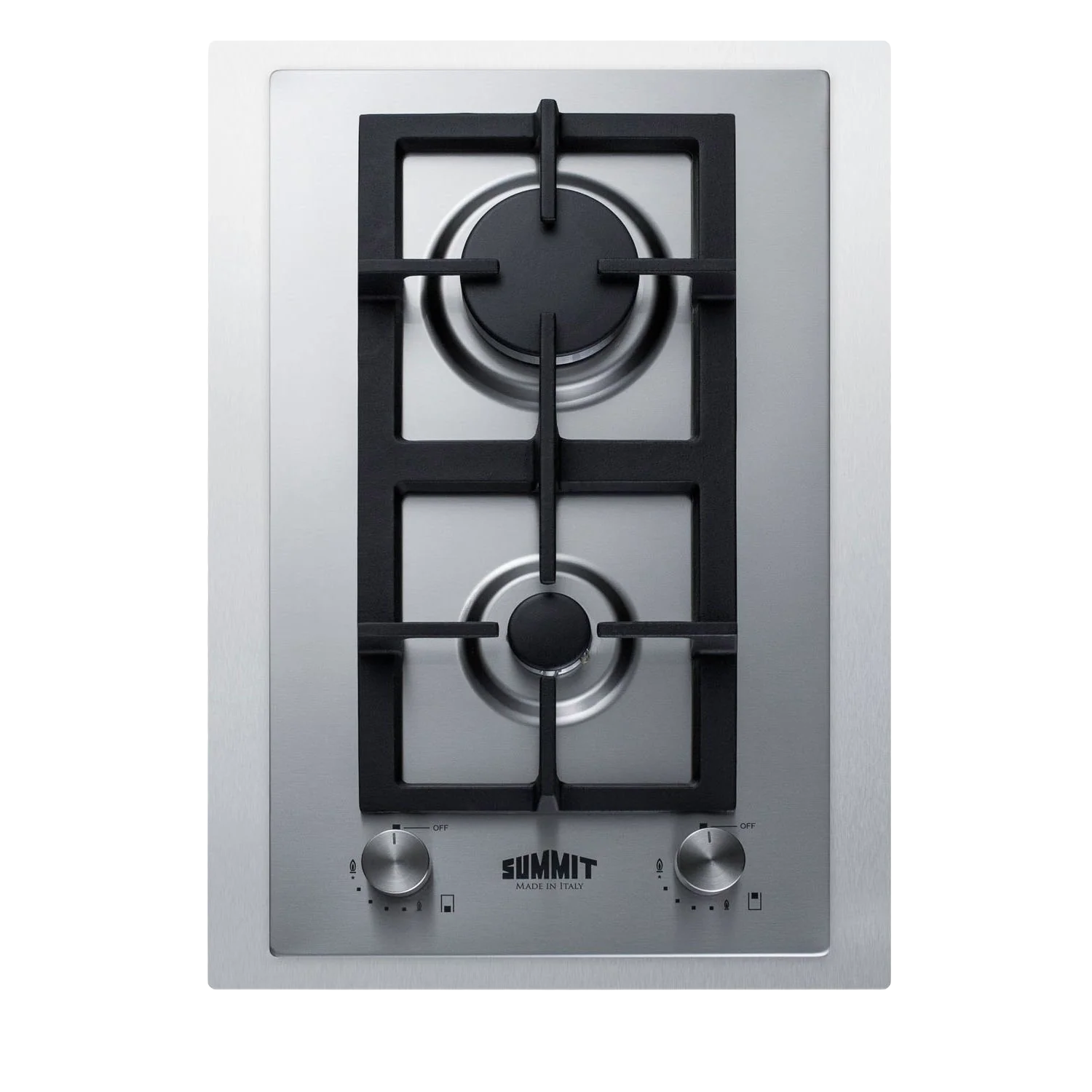 Smooth 15 Wide 2-Burner Gas Cooktop In Stainless Steel Modern