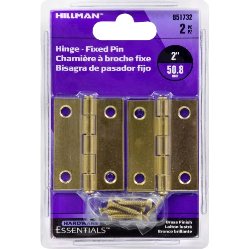 Healthy Hillman 851732 Brass 2 in. Light Narrow Door Hinge w Fixed Pin 2 ct Contemporary