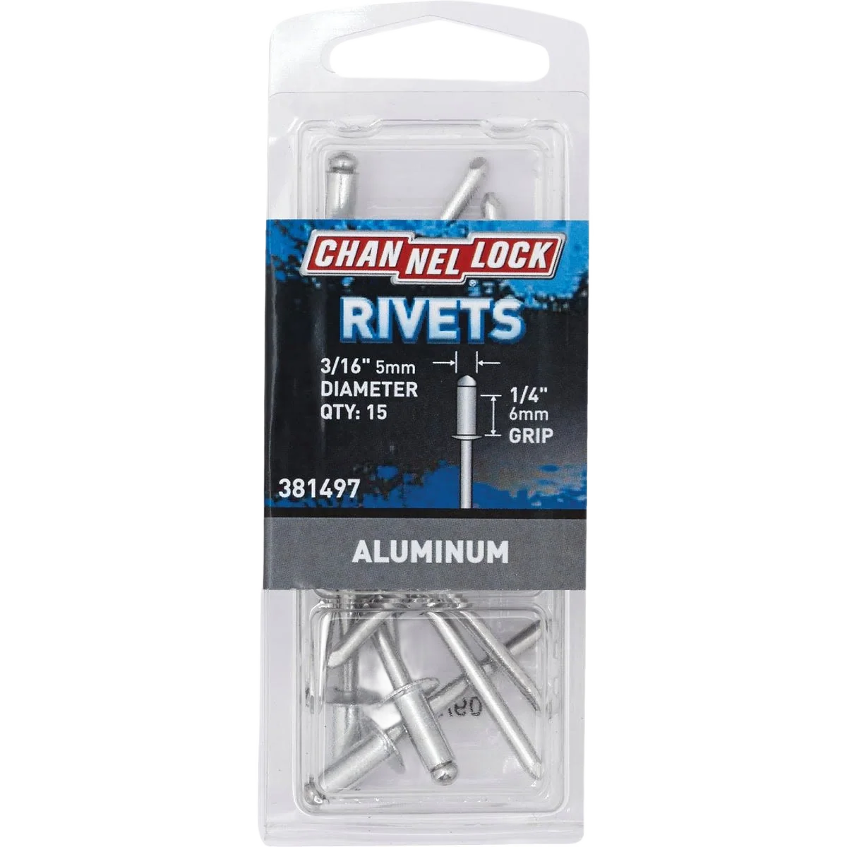 Pure Channellock 3 16 In Diameter x 1 4 In Grip Aluminum Pop Rivets 15-Pack Proven