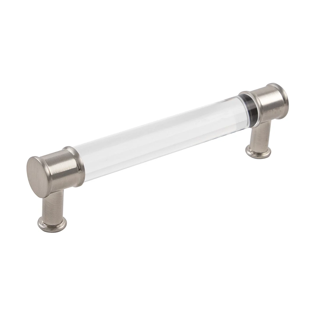 Classic Hickory Hardware 5-1 16 Crysacrylic with Satin Nickel Center-to-Center Midway Pull Green