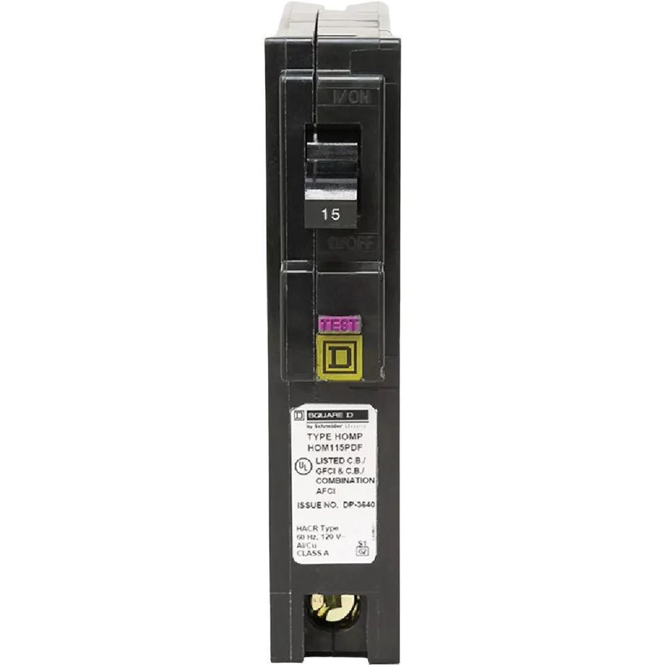 Genuine Square D Homeline 15A Single-Pole CAFCI Plug-On Neutral Dual Function Circuit Breaker Breathable