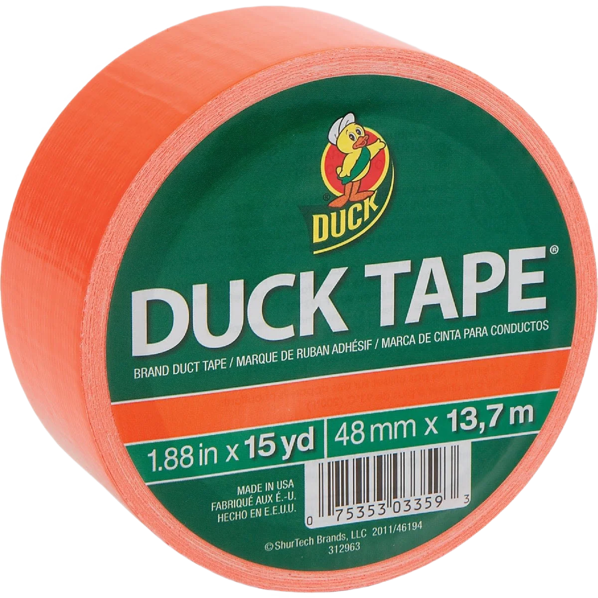 Functional Duck Brand Neon Orange Duct Tape 1.88 in. x 15 yd. Breathable