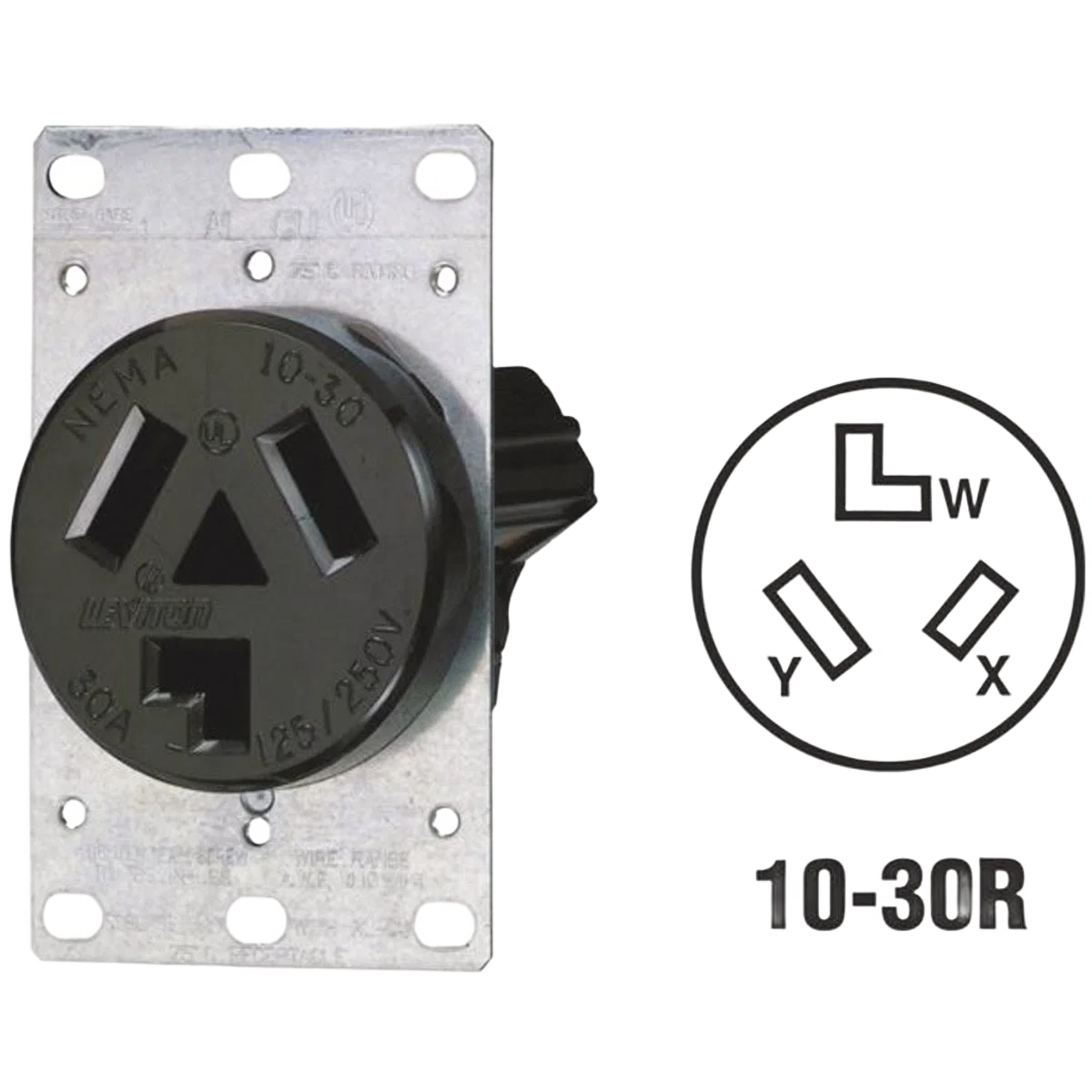 Trendy Leviton 30 Amp Flush Mount Black 3-Wire Dryer Power Outlet Innovative