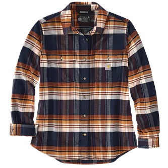 Crafted Carhartt Women’s Medium Navy TENCEL trade Fiber Long-Sleeve Flannel Shirt Smart