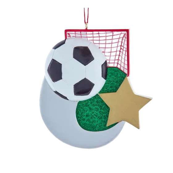 Carefully Designed Kurt S. Adler Personalized Soccerball with Star Ornament Genuine