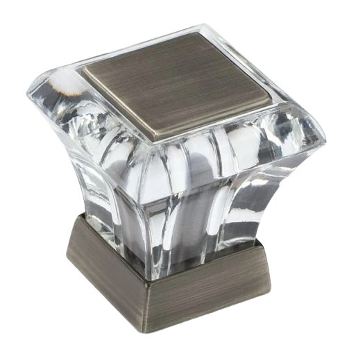 Classic Amerock Abernathy Acrylic Antique Silver Square Knob 1-1 8 in. Modern