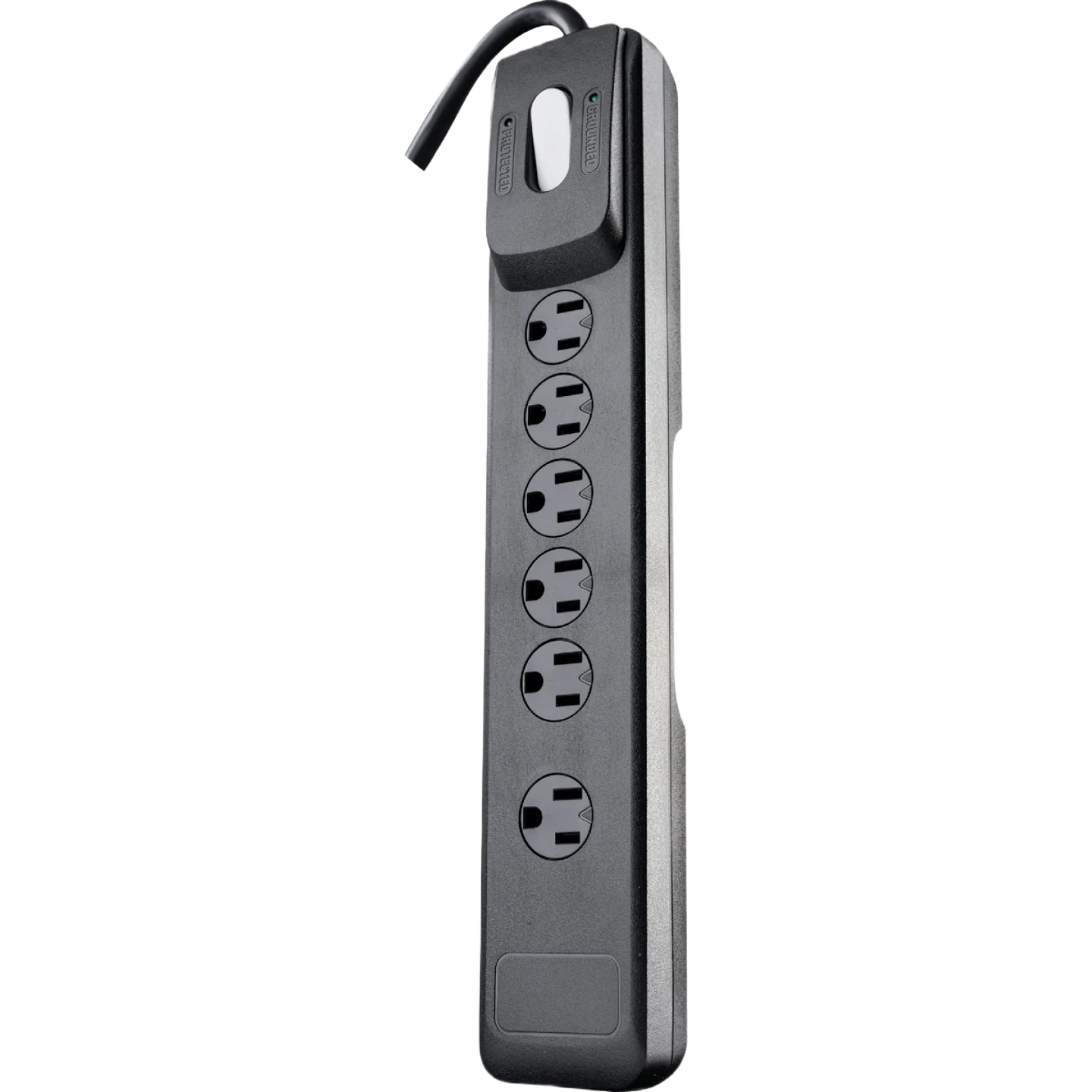 Reliable Woods Black 6-Outlet Surge Protector Strip 4 ft. Cord Minimalist