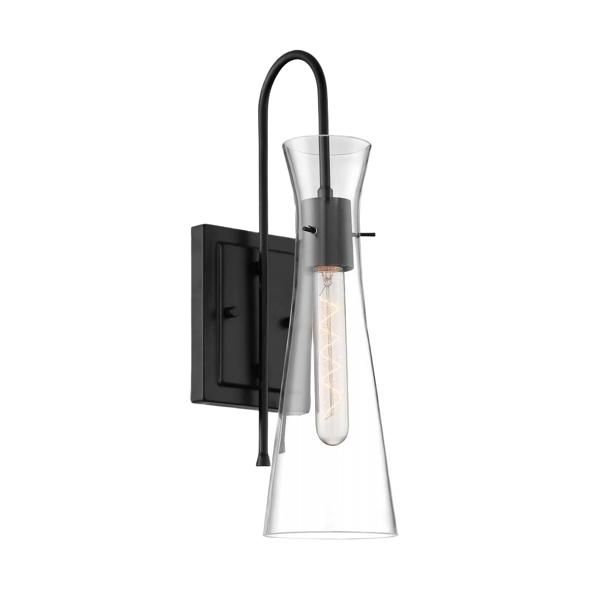 Elite Satco Bahari 1 Light Wall Sconce with Clear Glass and Black Finish 17.50 in. Sophisticated