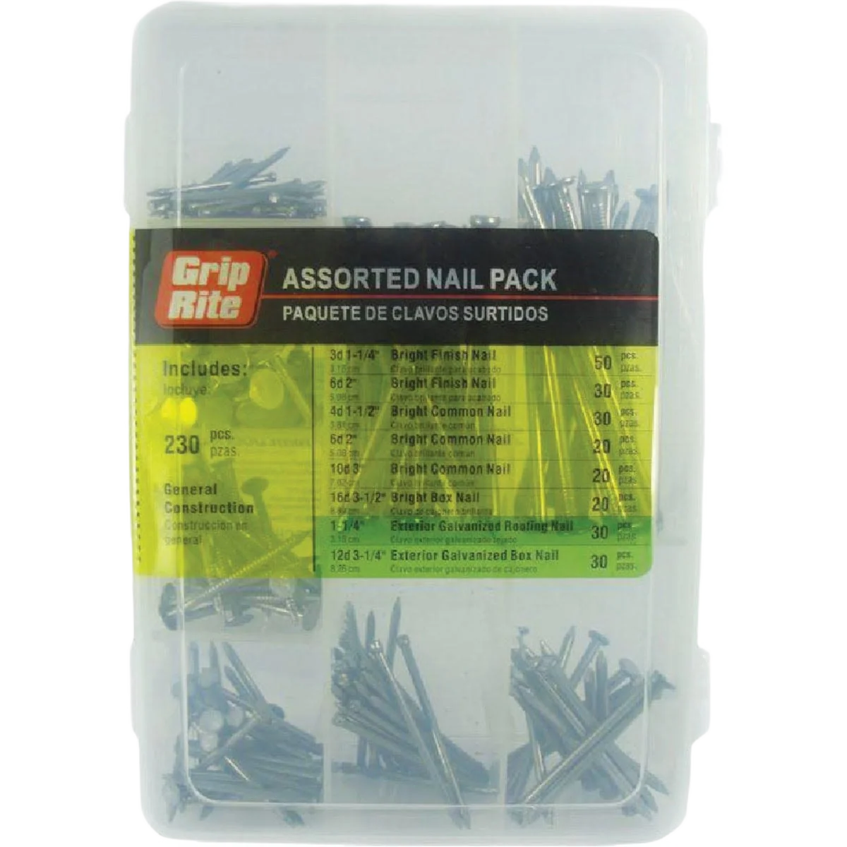 Powerful Grip-Rite 230-Piece Assorted Nail Multipack Top-Quality