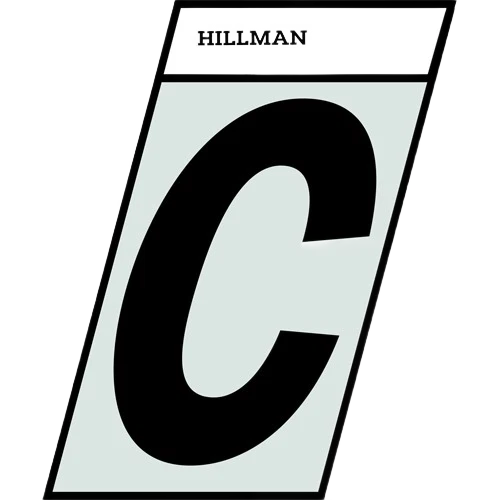 Stylish Hillman 1-1 2 in. Black Silver Reflective Mylar Angle Cut Sticker Letter C Classic