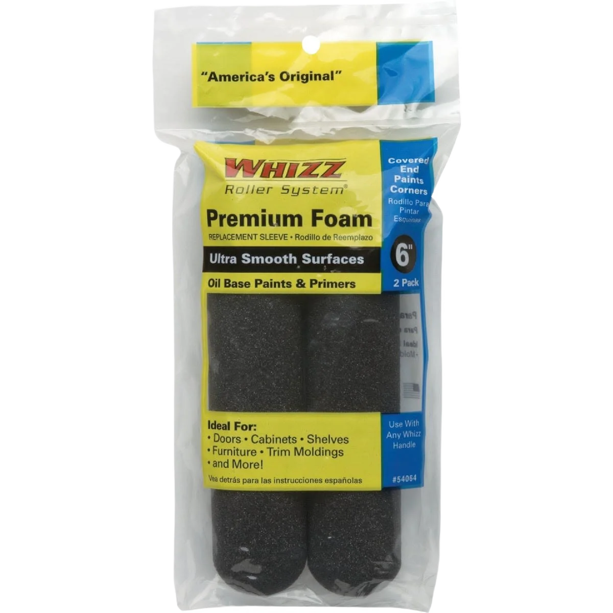 Reliable Whizz Premium Black Mini Foam Roller Cover 6 x 1 4 in. 2-Pack Organic