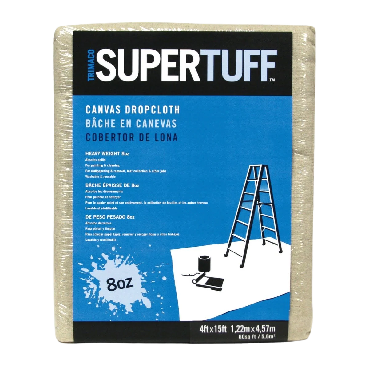 Consistent Trimaco SuperTuff 8 oz. Heavyweight Canvas Drop Cloth 4 x 15 ft. Efficient